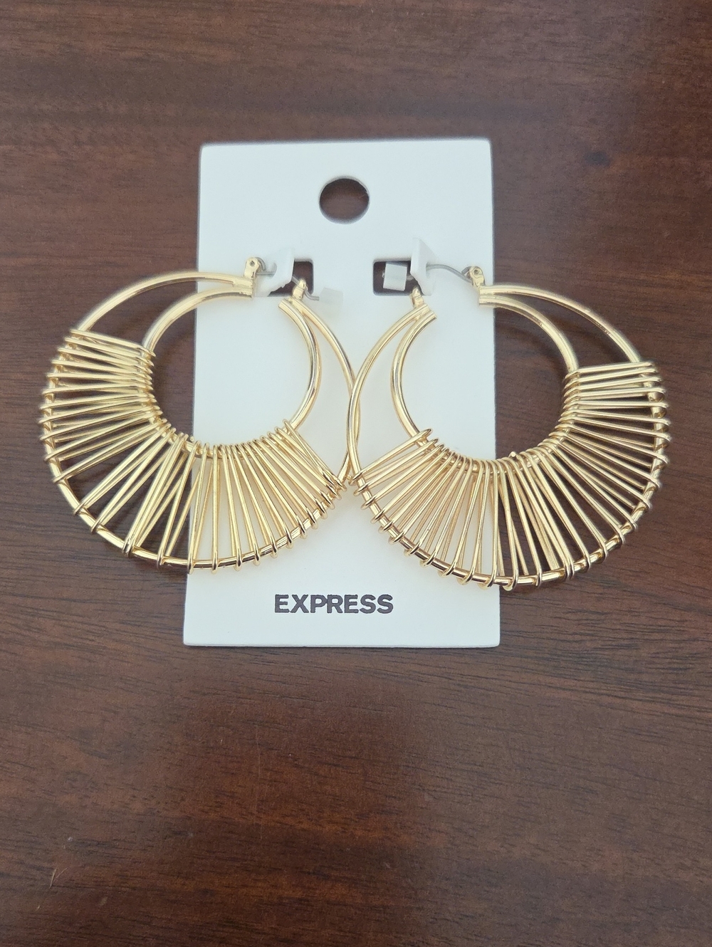 EXPRESS Gold Fan Wire Hoop Earrings